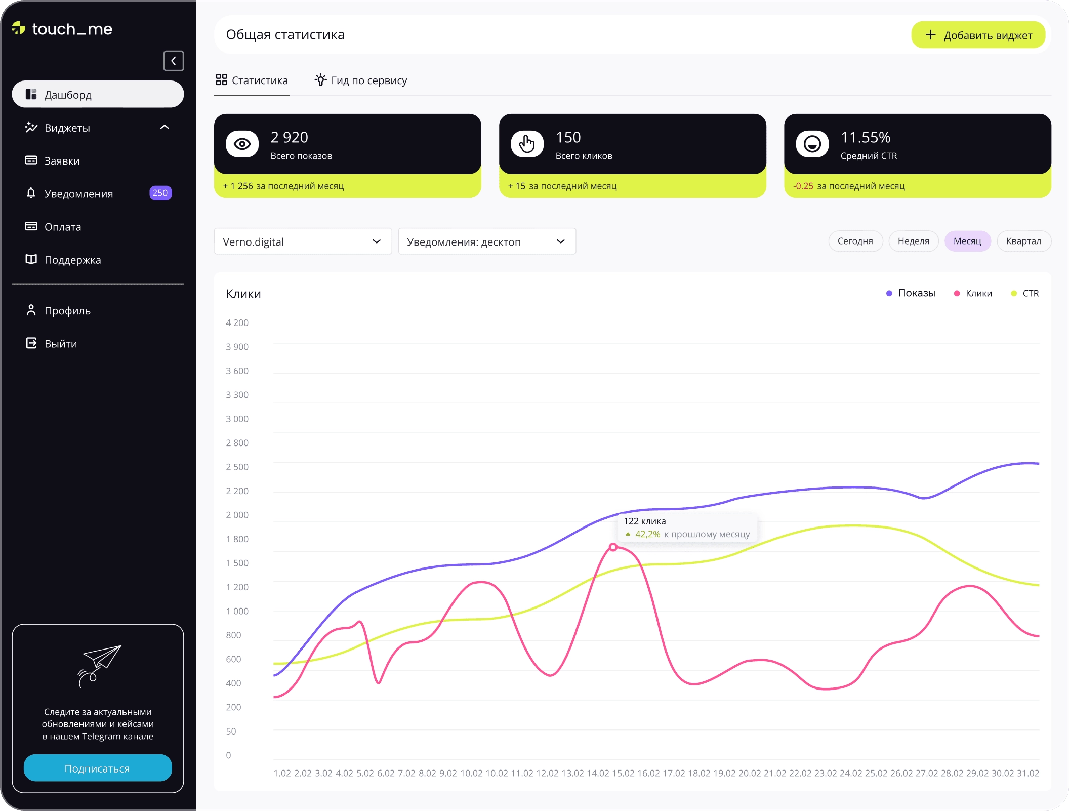 Touch me - виджеты для сайта. Роста конверсий и продаж | Конструктор виджетов — №28
