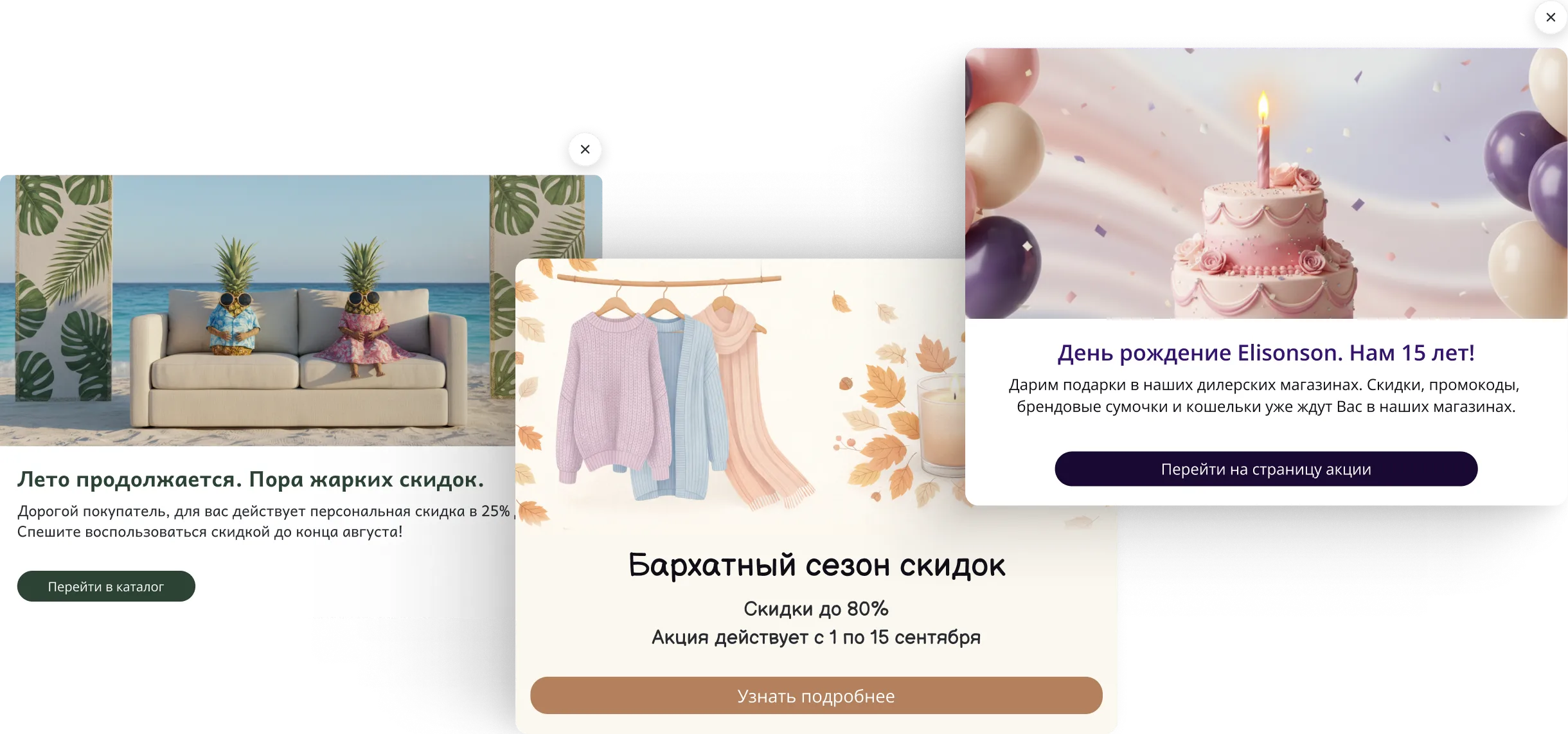 Виджет pop-up баннера для сайта — акции и спецпредложения без программиста | Touch-Me — №8